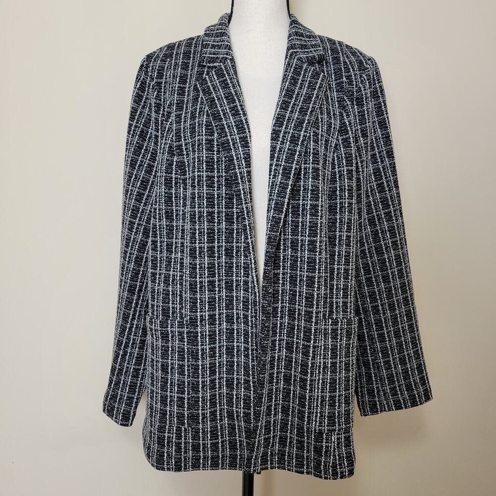 Skies Are Blue Curvy 1X Open Front Blazer Jacket Unlined Notch Collar Pockets